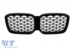 Iconic Glow diamond type illuminated kidneys suitable for BMW X3 G01, X4 G02 2022-2024, black lacquer-image-6237151