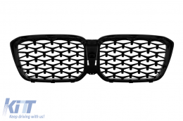 Iconic Glow diamond type illuminated kidneys suitable for BMW X3 G01, X4 G02 2022-2024, black lacquer-image-6237153