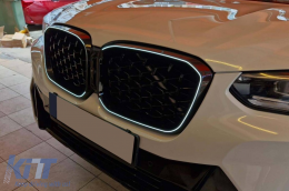 Iconic Glow diamond type illuminated kidneys suitable for BMW X3 G01, X4 G02 2022-2024, black lacquer-image-6237155