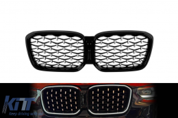 Iconic Glow diamond-type illuminated kidneys suitable for BMW X3 G01, X4 G02 2022-2024, chrome/black - ABGB6020877