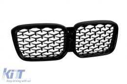 Iconic Glow diamond-type illuminated kidneys suitable for BMW X3 G01, X4 G02 2022-2024, chrome/black-image-6237158