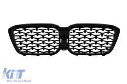 Iconic Glow diamond-type illuminated kidneys suitable for BMW X3 G01, X4 G02 2022-2024, chrome/black-image-6237159