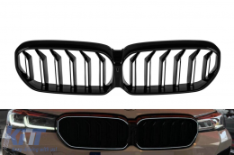Iconic Glow illuminated kidney grilles suitable for BMW 5 Series G30, G31 2020-2023, black lacquer - ABBMGR6009346
