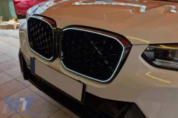 Iconic Glow tipo diamante reni illuminati adatti per BMW X3 G01, X4 G02 2022-2024, laccato nero-image-6237155