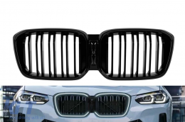image-19-Iconic Glow típusú világító hűtőrács, dupla bordás, BMW X3 G01, X4 G02 2022-2024, fekete lakk