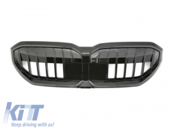 Iconic Glow type illuminated kidneys with single ribs suitable for BMW 5 Series G60, G61 after 2024, black lacquer - ABBMGR6009358