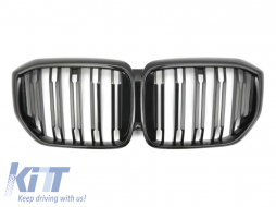 Iconic Glow type illuminated kidneys with single ribs suitable for BMW X5 G05 after 2024, black lacquer - ABBMGR6009376