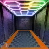image-0-Iluminación LED RGB hexagonal para garaje, taller, sala de exhibición 14 paneles 2,30 x 4,56 m