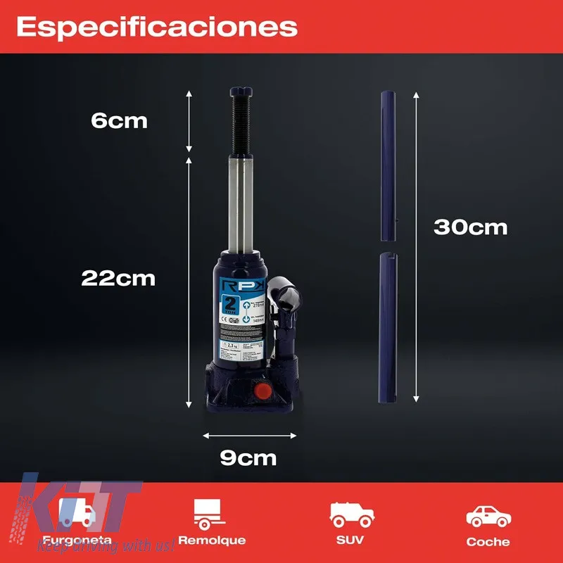 Jack Hydraulic 2T Tuv 148-278mm Car+ 2202002