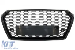 Jelvény nélküli hűtőrács AUDI A4 B8 8W (2016-2018) sedan/avant, RS dizájn, zongoralakk fekete-image-6071089