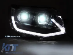 Juego de faros de tuning LED adecuado para Volkswagen T6 2015-2019 con base negra, para el modelo con luces DRL de fábrica, izquierdo y derecho-image-6238791