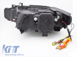 Juego de faros LED de tuning adecuado para BMW Serie 3 F30 sedán, F31 touring 10.2011-05.2015 con base cromada, izquierdo y derecho-image-6152553