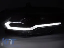 Juego de faros LED de tuning adecuado para Ford Mustang 2018-2021 con base negra, que presenta intermitentes dinámicos, para el modelo con luces DRL de fábrica, con función de 