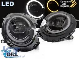 Juego de faros LED tuning adecuado para Mini Cooper R55 Clubman 2007-2014, R56 hatchback 2006-2014, R57 convertible 2009-2014, R58 Coupe, R59 Roadster 2011-2015 con base negra, para el modelo con fábr-image-6152979