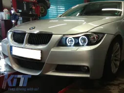 Juego de faros tuning con ojos de ángel CCFL adecuado para BMW 3 E90/E91 03.2005-08.2008, izquierdo y derecho-image-6152523