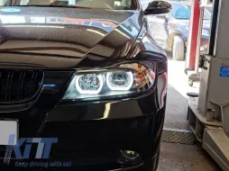 Juego de faros Xenón adecuado para BMW Serie 3 E90, E91 2005-2008 con base negra, izquierdo y derecho-image-6152545