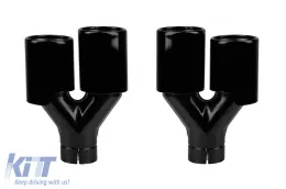 Juego de salidas de escape negras adecuadas para BMW Serie 5 F10, F11 2010-2017, izquierda y derecha, modelo 1-image-6131353
