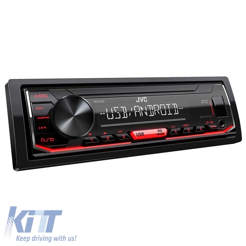 JVC KD-X162 1 Din Radio USB 4x50 Watt MP3 / Aux Android Red Color