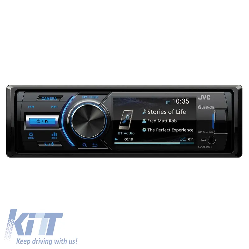 JVC KD-X560BT Universal 1DIN Radio with 3" Screen, USB, and Bluetooth