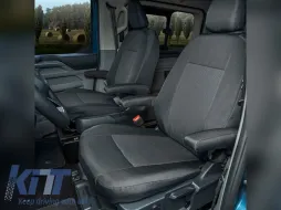image-61-Kegel Tailor Made Polsterung geeignet für zwei Vordersitze 1+1 mit vier Armlehnen für Ford Tourneo Custom, Volkswagen T7 nach 2024, schwarz mit grau