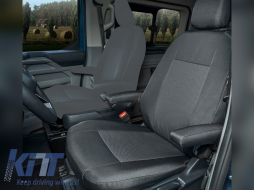 image-9-Kegel Tailor Made upholstery suitable for a single driver seat with two armrests for Ford Transit Custom, Tourneo Custom, Volkswagen T7 after 2024, black with gray