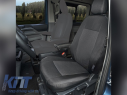 image-11-Kegel Tailor Made upholstery suitable for a single driver seat with one armrest for Ford Transit Custom, Tourneo Custom, Volkswagen T7 after 2024, black with gray
