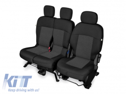 Kegel Tailor Made upholstery suitable for single + double seats on Peugeot Partner, Citroen Berlingo 2008-2019, black with pattern - ABCISC6006803