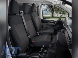 Kegel Tailor Made upholstery suitable for two front seats 1+1 with table for Ford Transit Custom, Volkswagen T7 after 2024, black with gray-image-6130302