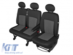 Kegel upholstery suitable for seats of Fiat Ducato, Citroen Jumper, Peugeot Boxer for single + double seat, black with gray - ABSCF6015742