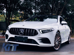 Kentrikí grília katállhlh gia Mercedes A-Class W177 Chátsmpak V177 Sedan (04.2018-2022) GT-R Panamericana Schediasmós Mavro Chrómio-image-6039283