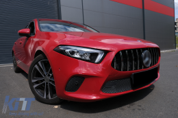 Kentrikí grília katállhlh gia Mercedes A-Class W177 Chátsmpak V177 Sedan (04.2018-2022) GT-R Panamericana Schediasmós Mavro Chrómio-image-6095383