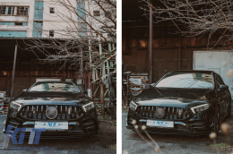 Kentrikí grília katállhlh gia Mercedes A-Class W177 Chátsmpak V177 Sedan (04.2018-2022) GT-R Panamericana Schediasmós Mavro-image-6090881