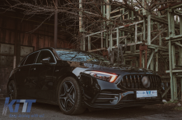 Kentrikí grília katállhlh gia Mercedes A-Class W177 Chátsmpak V177 Sedan (04.2018-2022) GT-R Panamericana Schediasmós Mavro-image-6090882