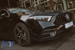 Kentrikí grília katállhlh gia Mercedes A-Class W177 Chátsmpak V177 Sedan (04.2018-2022) GT-R Panamericana Schediasmós Mavro-image-6090883