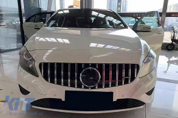 Kentrikí grília katállhlh gia Mercedes A-Class W176 (2012-08.2015) A45 GT-R Panamericana Schediasmós Mavro Chrómio-image-6126993