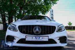 Kentrikí grília katállhlh gia Mercedes C-Class W205 S205 C205 (2014-2018) GT-R Panamericana Schediasmós Mavro me kámera 360-image-6093401
