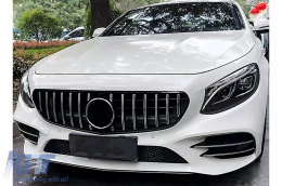 Kentrikí grília katállhlh gia Mercedes S-Class C217 Koupé Ananéosh (2018-up) A217 Kamprioléta Ananéosh (2018-up) GT-R Panamericana Schediasmós Mavro-image-6114816