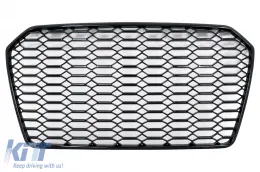 image-7-Kühlergrill Abzeichenlos für Audi A6 C7 4G MOPF 2015-2018 Glänzendes Schwarz