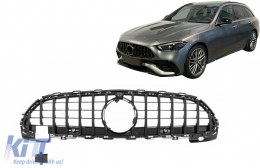 Kühlergrill für Mercedes C-Klasse W206 Limousine S206 T-Modell 2021+ GTR Design Schwarz PDC-image-6127237