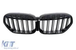 Kühlergrill Gitter Nieren Nierengitter für BMW X1 SUV F48 LCI 2020–2022 Doppelstreifen Schwarz-image-6239403