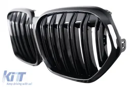 Kühlergrill Gitter Nieren Nierengitter für BMW X1 SUV F48 LCI 2020–2022 Doppelstreifen Schwarz-image-6239409