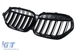 Kühlergrill Gitter Nieren Nierengitter für BMW X1 SUV F48 LCI 2020–2022 Doppelstreifen Schwarz-image-6239410