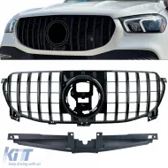 image-73-Kühlergrill in Schwarz Hochglanz, geeignet für Mercedes GLE V167 Coupe C167 18-23 ohne A Design