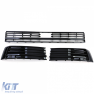 Kühlergrill Mesh Stoßstange Hochglanz Schwarz geeignet für VW T6 Multivan mit ACC 15-19-image-6192785