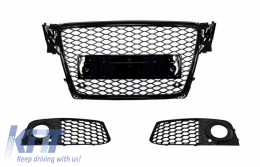 image-8-Kühlergrill Nebelscheinwerfer Abdeckungen Gitter für AUDI A4 B8 08-11 RS4 Look Glänzend schwarz