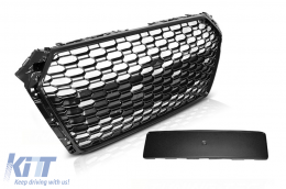image-62-Kühlergrill ohne Emblem für Audi A4 B9 8W 2016-2018 Limousine Avant RS-Design Glänzendes Schwarz