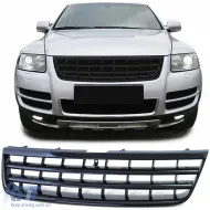 image-65-Kühlergrill ohne Emblem in glänzendem Schwarz, geeignet für VW Touareg 7L 02-06
