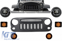 image-6-Kühlergrill Scheinwerfer für JEEP Wrangler Rubicon JK 07-17 Kotflügelseiten LED Blinker Spectre Mask