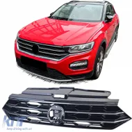 image-69-Kühlergrill schwarz mit Chromleisten, geeignet für VW T-Roc 2017-2021