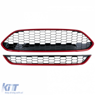 Kühlergrill-Set ST Waben-Design Rot Schwarz Glänzend geeignet für Ford Fiesta 2013–2017-image-6208698